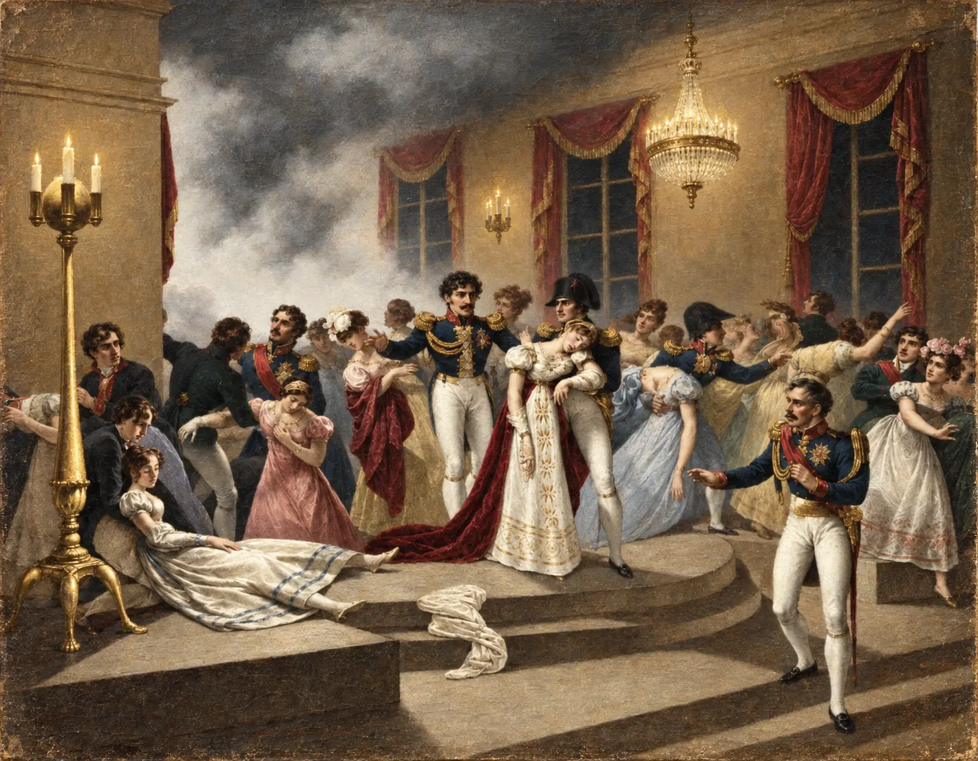 Illustration historique de l'incendie de l'ambassade d'Autriche en juillet 1810