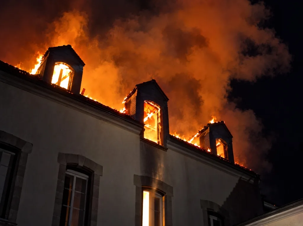 Incendie nocturne de la toiture et des combles de la clinique Saint-François d'Assise de Bruz